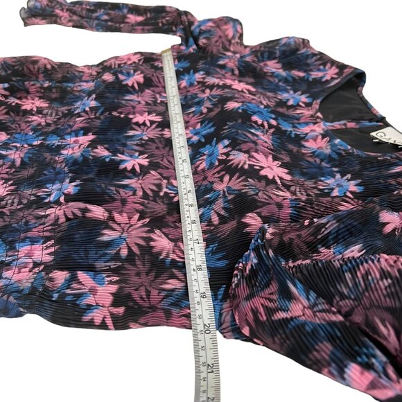 Ganni Floral Pleated Georgette Smock Blouse Purple Size FR 40 US 8-10 M Coquette - Picture 12 of 13